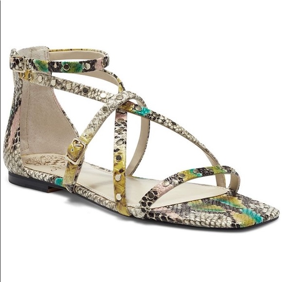 🆕{VINCE CAMUTO}Seseti Snakeskin Leather Studded Strappy Sandals - Picture 7 of 12
